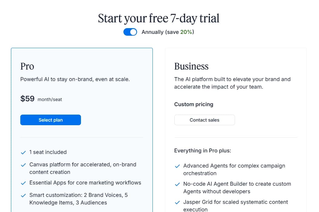 jasper plans screenshot