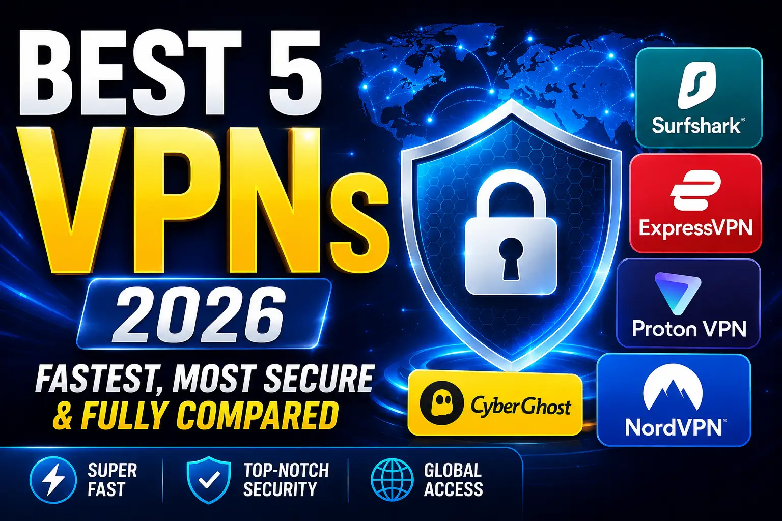 Best VPN 2026: Top 5 Fastest & Most Secure VPNs Compared